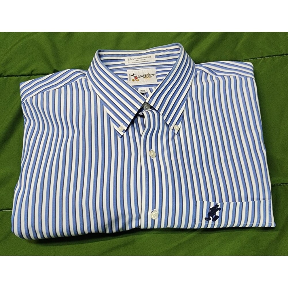Walt Disney World Long Sleeve Button Down Men's Striped Dress Shirt Size XXL